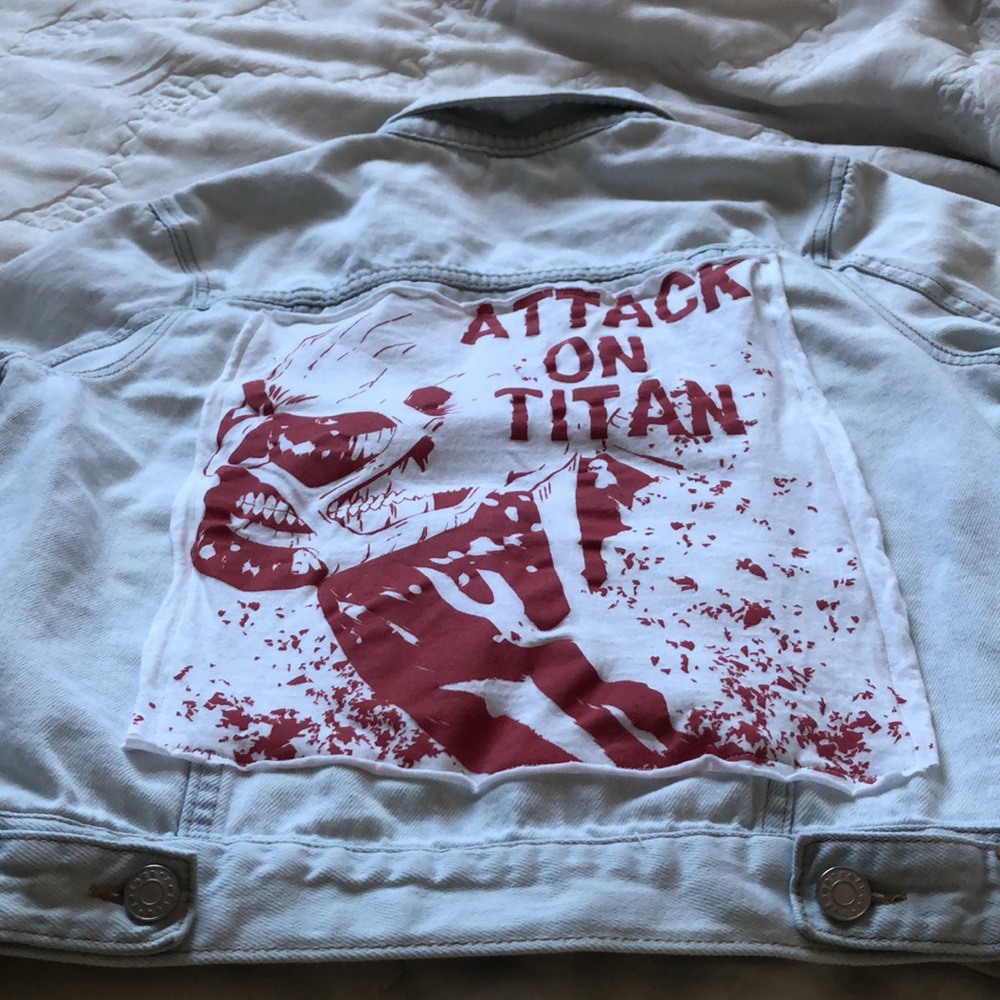 100% Cotton Refurbished Jean Jacket Anime! - Picture 6 of 11